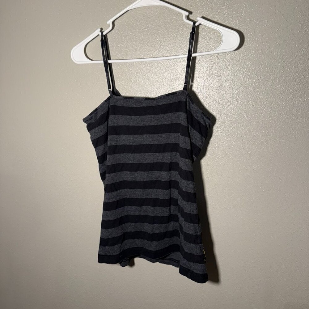 🏈Iowa Hawkeyes🏈 spaghetti strap gray & black striped tank - Picture 2 of 5